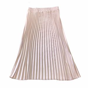 Satin Pleated Midi Skirt